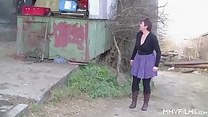 German Redhead Granny enjoys a Countryside Pounding