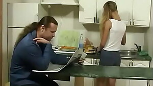 BritishTeen step Daughter seduce in Kitchen for sex